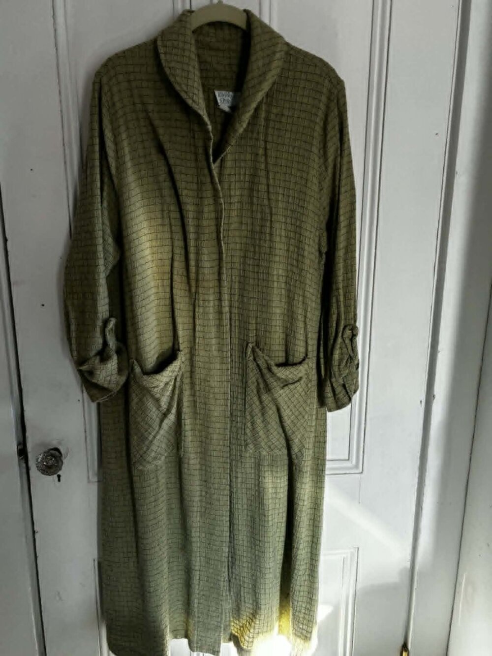 Vintage Kindred Spirit Long Coat – Mint Green – Textured – Size L